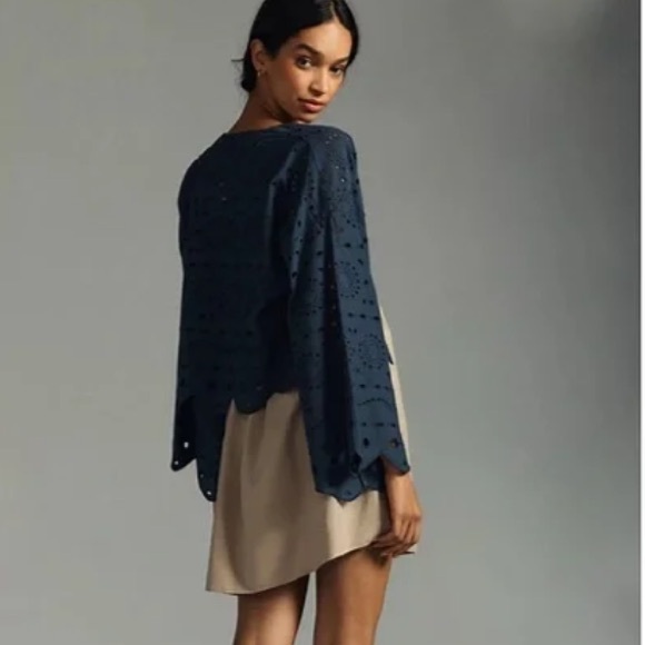 Maeve By Anthropologie Cropped Eyelet Open Kimono - Picture 4 of 7